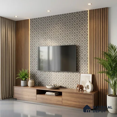 Patterned Look Cane 2 8 ft x 4 ft Texture Finish Decorative Laminate - 1 mm | Suitable for Bedroom, TV Unit, Wardrobe