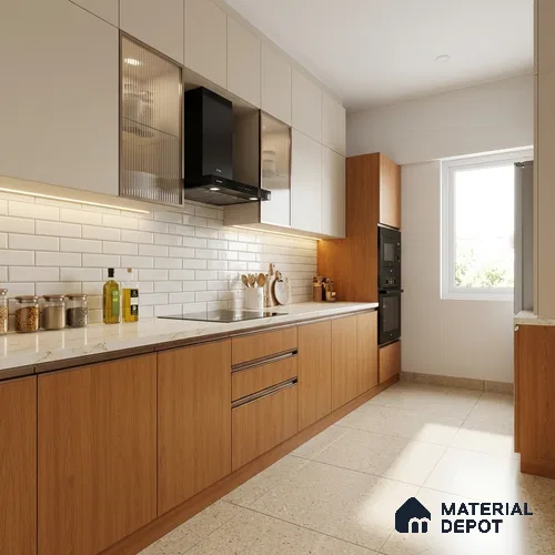 Wooden Look LM 18780 Saffron Oak 8 ft x 4 ft Texture Finish Decorative Laminate - 1 mm | Suitable for TV Unit, Wardrobe, Kitchen Cabinets