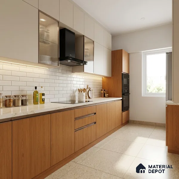 Wooden Look LM 18780 Saffron Oak 8 ft x 4 ft Texture Finish Decorative Laminate - 1 mm | Suitable for TV Unit, Wardrobe, Kitchen Cabinets
