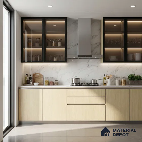 Wooden Look LM 18784 Vanilla Oak 8 ft x 4 ft Texture Finish Decorative Laminate - 1 mm | Suitable for TV Unit, Wardrobe, Kitchen Cabinets