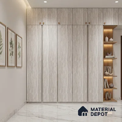 White Marble Look LM 18814 8 ft x 4 ft Texture Finish Decorative Laminate - 1 mm | Suitable for TV Unit, Wardrobe, Kitchen Cabinets