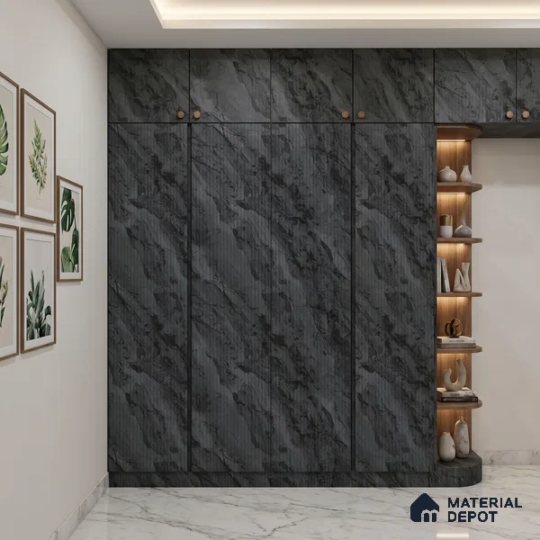 Grey Marble Look LM 18815 8 ft x 4 ft Texture Finish Decorative Laminate - 1 mm | Suitable for TV Unit, Wardrobe, Kitchen Cabinets