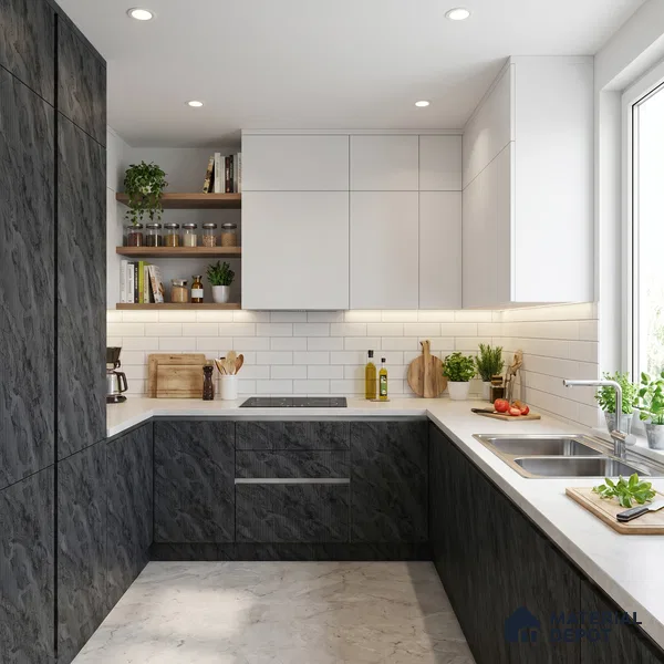 Grey Marble Look LM 18815 8 ft x 4 ft Texture Finish Decorative Laminate - 1 mm | Suitable for TV Unit, Wardrobe, Kitchen Cabinets