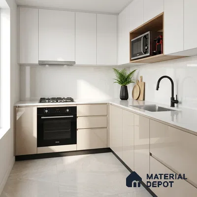 LM 19175 Mysore Ivory 8 ft x 4 ft High Gloss Finish Decorative Laminate - 1 mm  | Suitable for Living Room, Kitchen, Office
