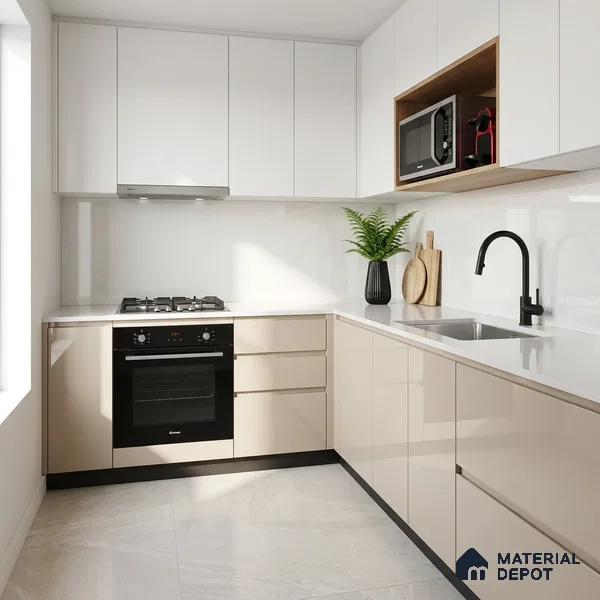 LM 19175 Mysore Ivory 8 ft x 4 ft High Gloss Finish Decorative Laminate - 1 mm  | Suitable for Living Room, Kitchen, Office