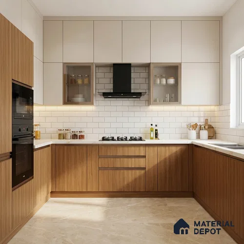 Wooden Look LM 19284 Juglans Redish 8 ft x 4 ft Suede Finish Decorative Laminate - 1 mm | Suitable for TV Unit, Wardrobe, Kitchen Cabinets