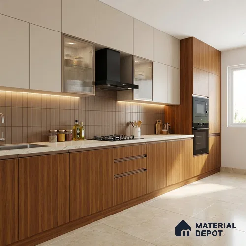 Wooden Look LM 19289 English Juglans 8 ft x 4 ft Texture Finish Decorative Laminate - 1 mm | Suitable for TV Unit, Wardrobe, Kitchen Cabinets