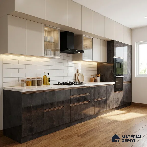 Wooden Look LM 19303 Greek Slate 1 8 ft x 4 ft Glossy Finish Decorative Laminate - 1 mm | Suitable for TV Unit, Wardrobe, Kitchen Cabinets