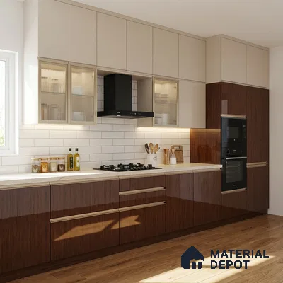 Wooden Look LM 19314 Golden Teak 8 ft x 4 ft Glossy Finish Decorative Laminate - 1 mm | Suitable for TV Unit, Wardrobe, Kitchen Cabinets