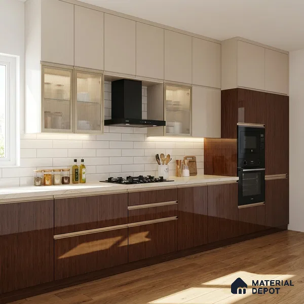 Wooden Look LM 19314 Golden Teak 8 ft x 4 ft Glossy Finish Decorative Laminate - 1 mm | Suitable for TV Unit, Wardrobe, Kitchen Cabinets