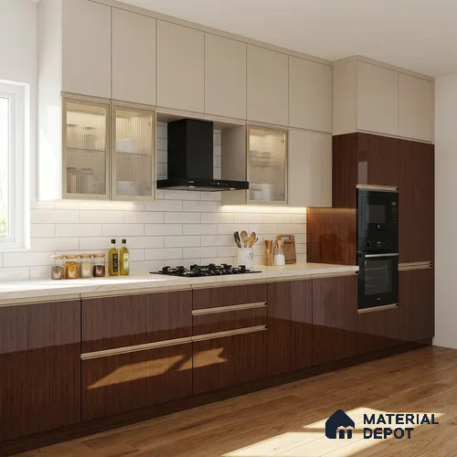Wooden Look LM 19314 Golden Teak 8 ft x 4 ft Glossy Finish Decorative Laminate - 1 mm | Suitable for TV Unit, Wardrobe, Kitchen Cabinets