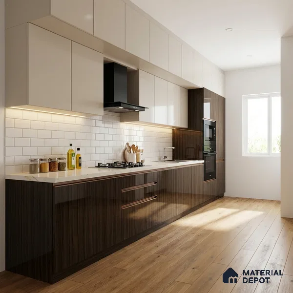 Wooden Look LM 19345 Marshal Mahogany 8 ft x 4 ft Glossy Finish Decorative Laminate - 1 mm | Suitable for TV Unit, Wardrobe, Kitchen Cabinets