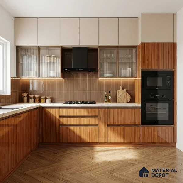Wooden Look LM 19349 Waterloo Walnut 8 ft x 4 ft Glossy Finish Decorative Laminate - 1 mm | Suitable for TV Unit, Wardrobe, Kitchen Cabinets