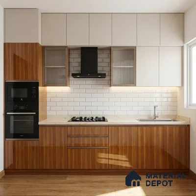 Wooden Look LM 19355 English Juglans 8 ft x 4 ft Glossy Finish Decorative Laminate - 1 mm | Suitable for TV Unit, Wardrobe, Kitchen Cabinets