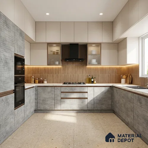 Wooden Look LM 19370 Greek Slate 2 8 ft x 4 ft Texture Finish Decorative Laminate - 1 mm | Suitable for TV Unit, Wardrobe, Kitchen Cabinets