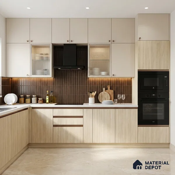 Wooden Look LM 19377 Baraki Walnut 8 ft x 4 ft Texture Finish Decorative Laminate - 1 mm | Suitable for TV Unit, Wardrobe, Kitchen Cabinets