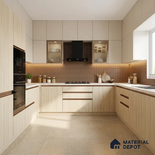 Wooden Look LM 19381 Baraki Walnut 8 ft x 4 ft Texture Finish Decorative Laminate - 1 mm | Suitable for TV Unit, Wardrobe, Kitchen Cabinets