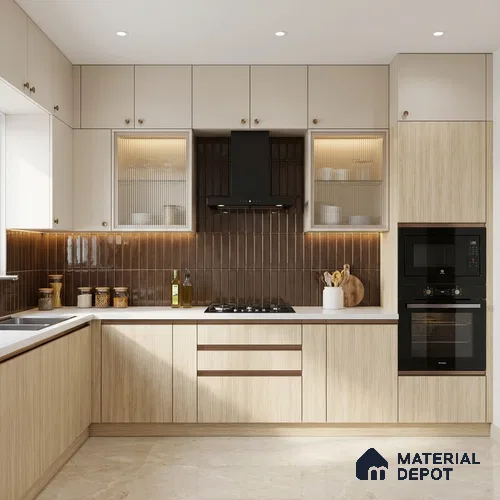 Wooden Look LM 19383 Baraki Walnut 8 ft x 4 ft Texture Finish Decorative Laminate - 1 mm | Suitable for TV Unit, Wardrobe, Kitchen Cabinets