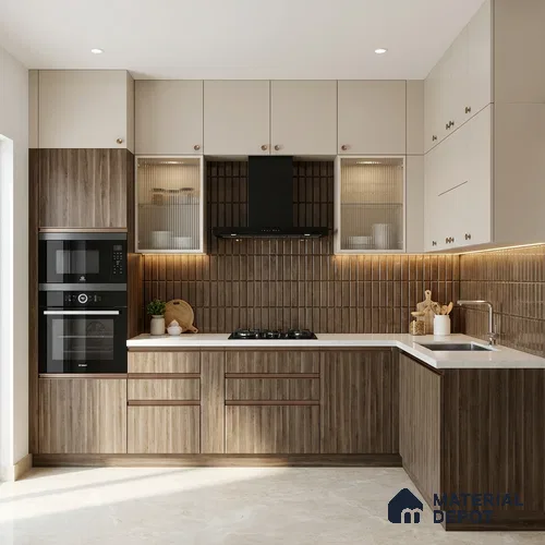Wooden Look LM 19397 Walnut Lumber 8 ft x 4 ft Suede Finish Decorative Laminate - 1 mm | Suitable for TV Unit, Wardrobe, Kitchen Cabinets
