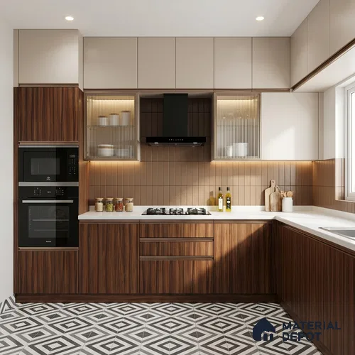 Wooden Look LM 19406 Wharthon Walnut 8 ft x 4 ft Suede Finish Decorative Laminate - 1 mm | Suitable for TV Unit, Wardrobe, Kitchen Cabinets