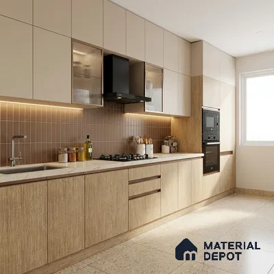 Wooden Look LM 19407 Mali Mahogany 8 ft x 4 ft Suede Finish Decorative Laminate - 1 mm | Suitable for TV Unit, Wardrobe, Kitchen Cabinets