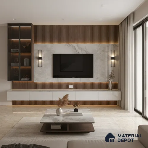 LM 19451 Bolviya Design Marble High Gloss Finish 8 ft x 4 ft Decorative Laminate - 1 mm | Suitable for TV Unit, Wardrobe, Kitchen Cabinets