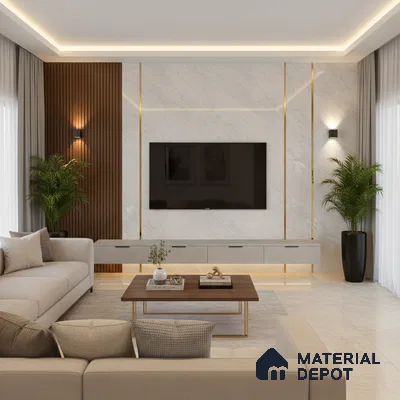 LM 19463 C Opulent Orbs Marble High Gloss Finish 8 ft x 4 ft Decorative Laminate - 1 mm | Suitable for TV Unit, Wardrobe, Kitchen Cabinets