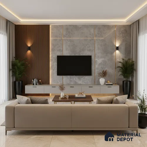 LM 19464 B Prism Purity Marble High Gloss Finish 8 ft x 4 ft Decorative Laminate - 1 mm | Suitable for TV Unit, Wardrobe, Kitchen Cabinets