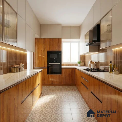 Wooden Look LM 19480 C Exotic Walnut Wood High Gloss Finish 8 ft x 4 ft Decorative Laminate - 1 mm | Suitable for TV Unit, Wardrobe, Kitchen Cabinets