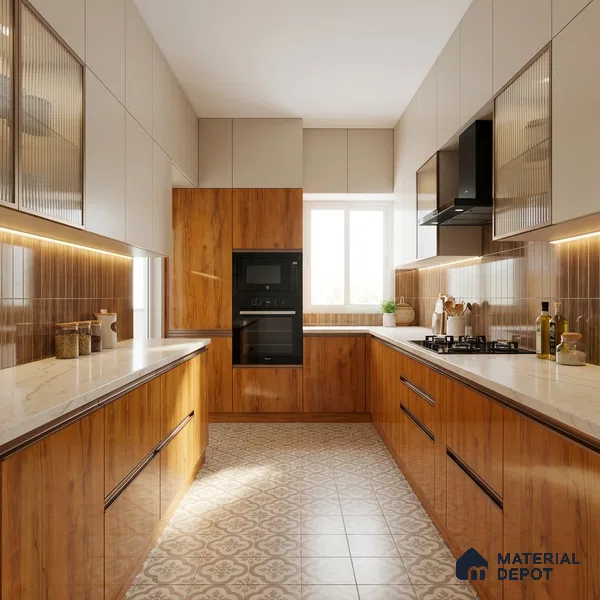 Wooden Look LM 19480 C Exotic Walnut Wood High Gloss Finish 8 ft x 4 ft Decorative Laminate - 1 mm | Suitable for TV Unit, Wardrobe, Kitchen Cabinets