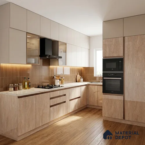 Wooden Look LM 19490 B Bengali Mango Wood High Gloss Finish 8 ft x 4 ft Decorative Laminate - 1 mm | Suitable for TV Unit, Wardrobe, Kitchen Cabinets