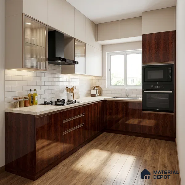 Wooden Look LM 19491 B Desira Ash Wood High Gloss Finish 8 ft x 4 ft Decorative Laminate - 1 mm | Suitable for TV Unit, Wardrobe, Kitchen Cabinets
