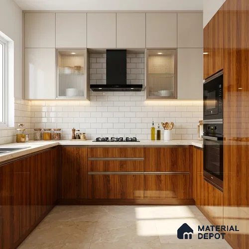 Wooden Look LM 19493 H Wyoming Maple Wood High Gloss Finish 8 ft x 4 ft Decorative Laminate - 1 mm | Suitable for TV Unit, Wardrobe, Kitchen Cabinets