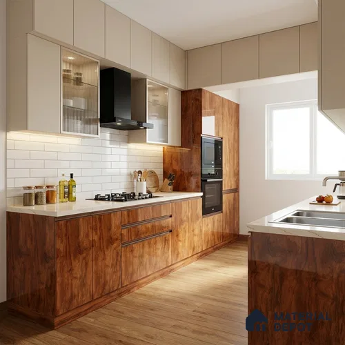 Wooden Look LM 19500 B Novacento Pine Wood High Gloss Finish 8 ft x 4 ft Decorative Laminate - 1 mm | Suitable for TV Unit, Wardrobe, Kitchen Cabinets