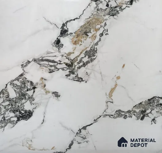 White Marble Look UPVC High Gloss Finish UV Marble Polygranite Sheets 8 ft x 4 ft | LM 19540 - 3 mm