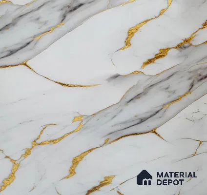 White Marble Look UPVC High Gloss Finish UV Marble Polygranite Sheets 8 ft x 4 ft | LM 19544 - 3 mm