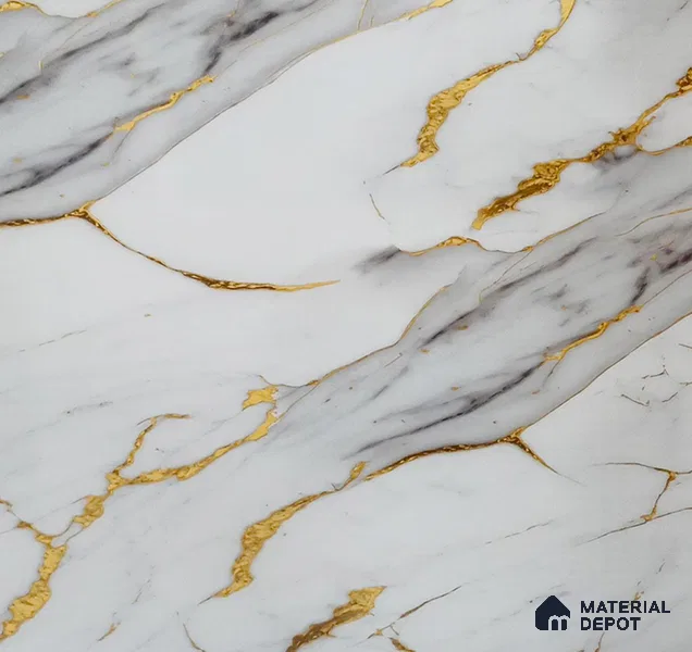 White Marble Look UPVC High Gloss Finish UV Marble Polygranite Sheets 8 ft x 4 ft | LM 19544 - 3 mm