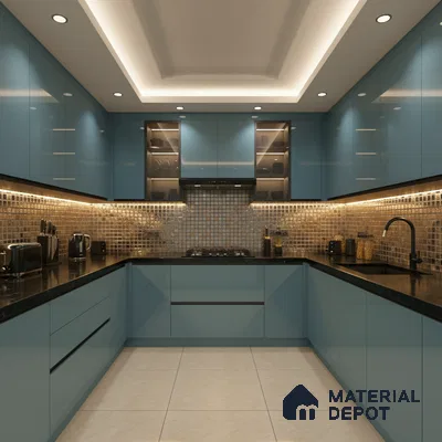 Steel Blue Solid Colors look LM 20147 8 ft x 4 ft High Gloss Finish 6H anti-scratch Acrylic Laminate - 1.5 mm | Suitable for Living Room, Kitchen, Office
