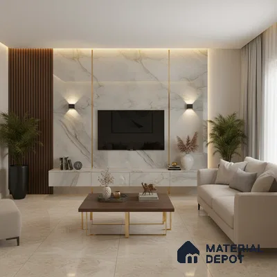 Beige Marble look LM 20769 8 ft x 4 ft High Gloss Finish 6H anti-scratch Acrylic Laminate - 1.5 mm