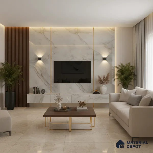 Beige Marble look LM 20769 8 ft x 4 ft High Gloss Finish 6H anti-scratch Acrylic Laminate - 1.5 mm