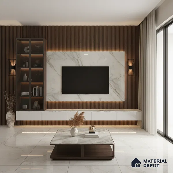 Beige Marble look LM 20769 8 ft x 4 ft High Gloss Finish 6H anti-scratch Acrylic Laminate - 1.5 mm