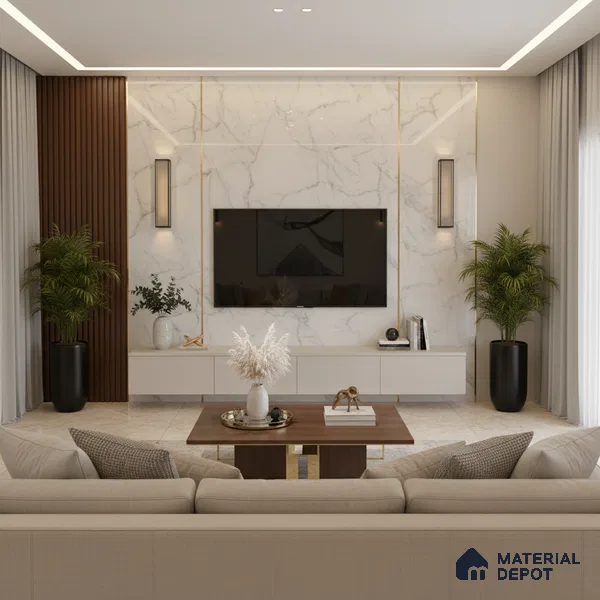 Beige Marble look LM 20836 8 ft x 4 ft High Gloss Finish 6H anti-scratch Acrylic Laminate - 1.5 mm