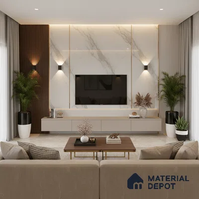 Beige Marble look LM 20837 8 ft x 4 ft High Gloss Finish 6H anti-scratch Acrylic Laminate - 1.5 mm