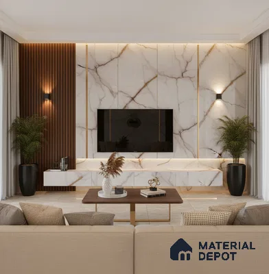 Beige Marble look LM 20841 8 ft x 4 ft High Gloss Finish 6H anti-scratch Acrylic Laminate - 1.5 mm