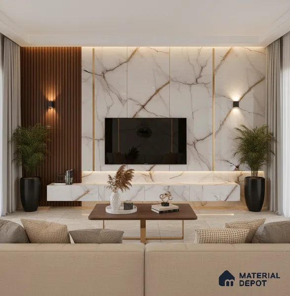 Beige Marble look LM 20841 8 ft x 4 ft High Gloss Finish 6H anti-scratch Acrylic Laminate - 1.5 mm