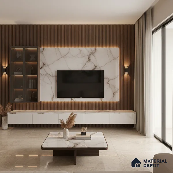 Beige Marble look LM 20841 8 ft x 4 ft High Gloss Finish 6H anti-scratch Acrylic Laminate - 1.5 mm