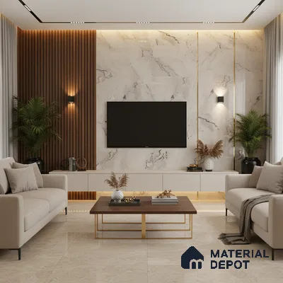Beige Marble look LM 20844 8 ft x 4 ft High Gloss Finish 6H anti-scratch Acrylic Laminate - 1.5 mm
