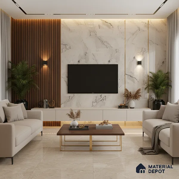 Beige Marble look LM 20844 8 ft x 4 ft High Gloss Finish 6H anti-scratch Acrylic Laminate - 1.5 mm