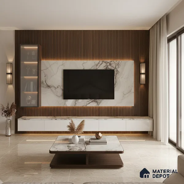 Beige Marble look LM 20845 8 ft x 4 ft High Gloss Finish 6H anti-scratch Acrylic Laminate - 1.5 mm