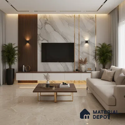 Beige Marble look LM 20845 8 ft x 4 ft High Gloss Finish 6H anti-scratch Acrylic Laminate - 1.5 mm